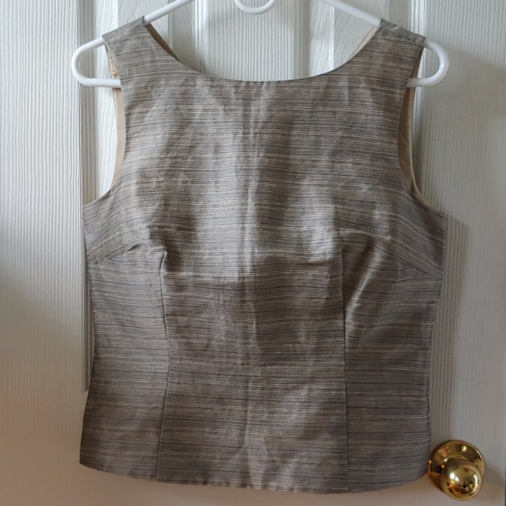Ann Taylor Sleeveless Linen Tailored Blouse